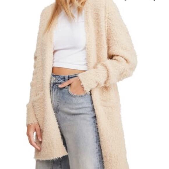 Free People Sweaters - Free People Oversized Fuzzy Cardigan Rose Blush XS | Cozy Soft Knit Boho Sweater